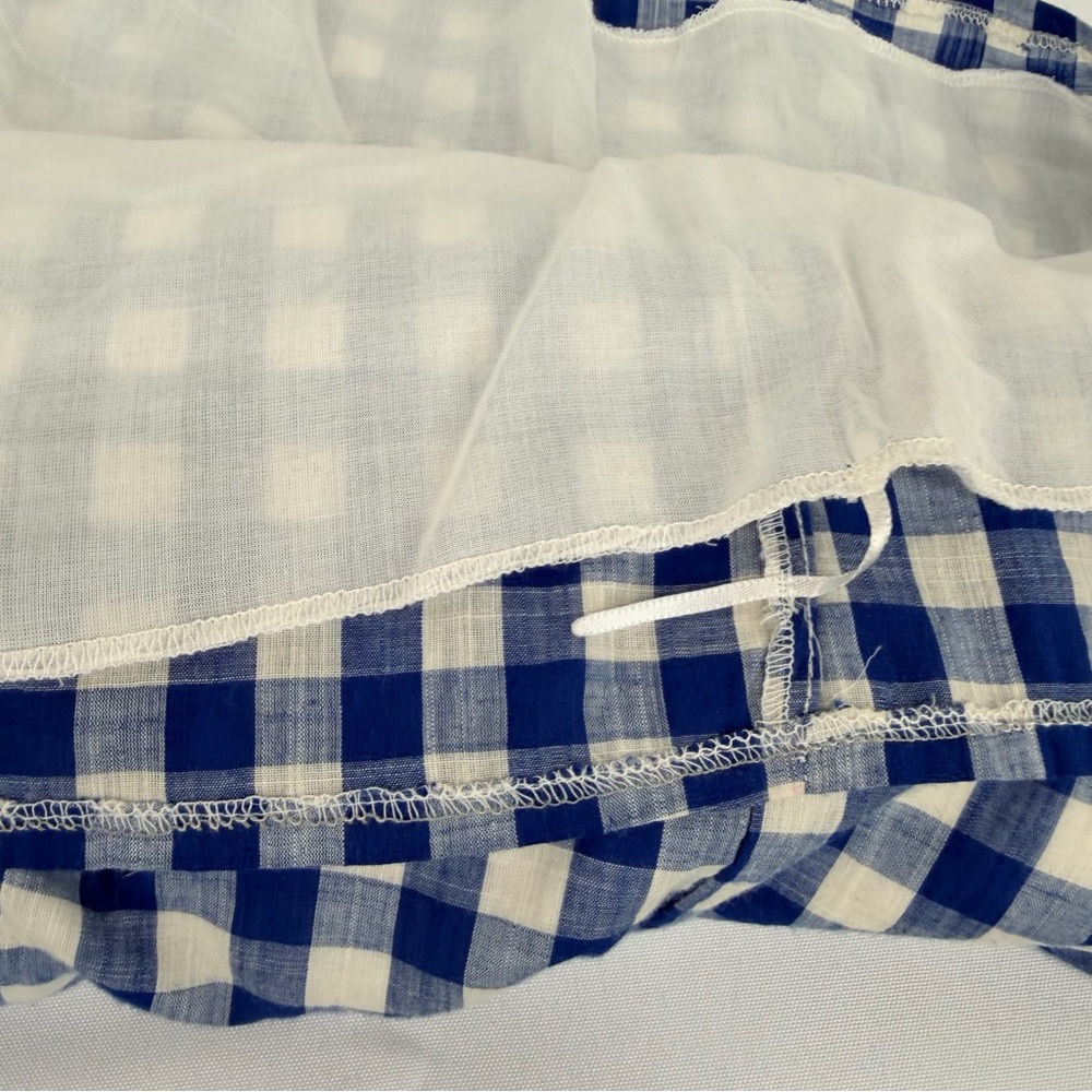 Anthropologie Size 1X Peregrine Blue & White Checkered Gingham Mini Dress - Picture 14 of 15